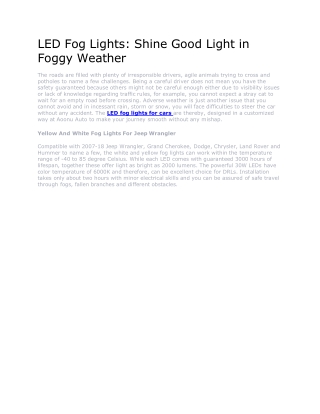 LED Fog Lights: Shine Good Light in Foggy Weather