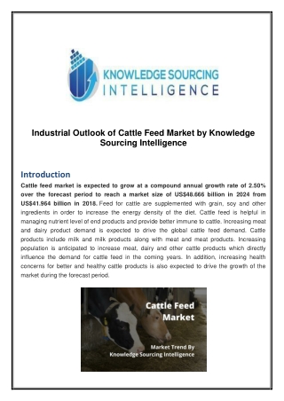 Cattle Feed Market Set to Witness Magnificent Grow and Competitive Outlook