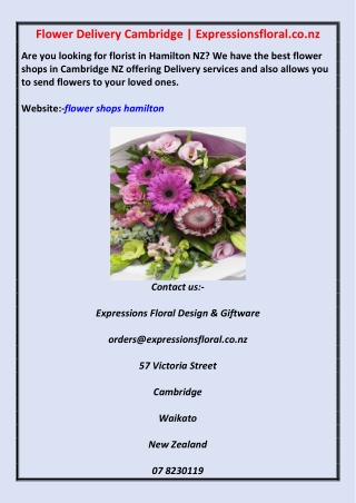 Flower Delivery Cambridge | Expressionsfloral.co.nz