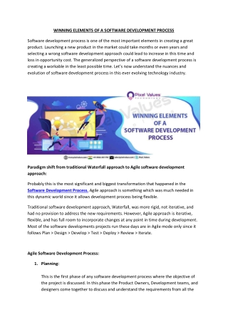 Winning Elements Of A Software Development Process