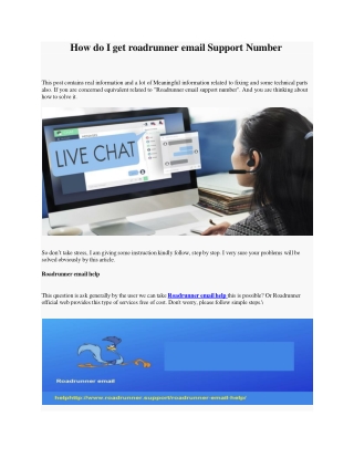 How do I get roadrunner email Support Number