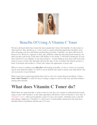 Benefits Of Using A Vitamin C Toner - The Moms Co.