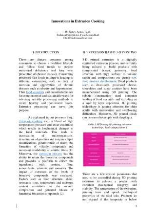 Innovations in Extrusion cooking for food product development - Foodresearchlab