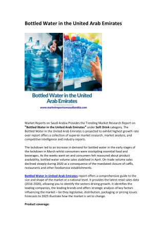 United Arab Emirates Bottled Water Market Opportunity and Forecast 2025