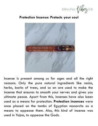 Protection Incense: Protects your soul