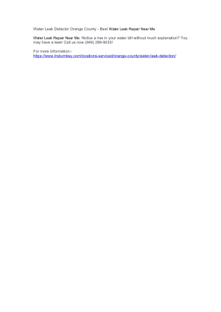 Water Leak Detector Orange County - Best Water Leak Repair Near Me