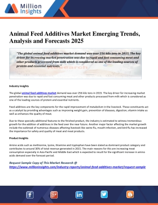 Animal Feed Additives Market Emerging Trends, Analysis and Forecasts 2025