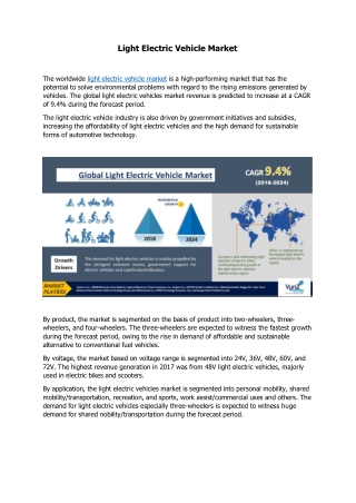 Light Electric Vehicle Market