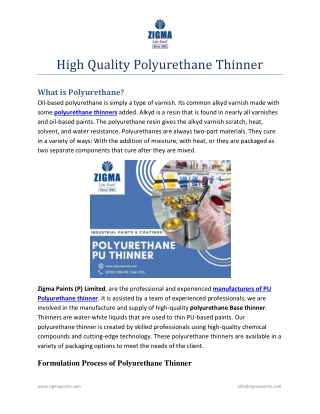 High Quality Polyurethane Thinner