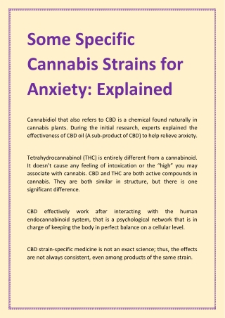 Some Specific Cannabis Strains For Anxiety: Explained