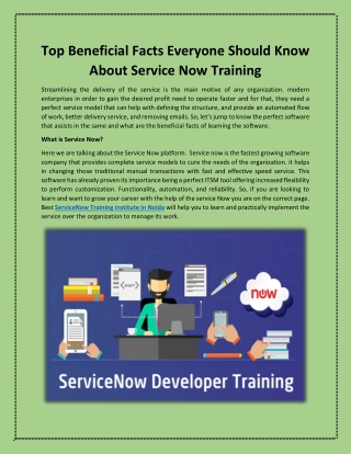 Top Beneficial Facts Everyone Should Know About Service Now Training
