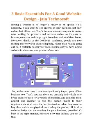 3 Basic Essentials For A Good Website Design - Jain Technosoft
