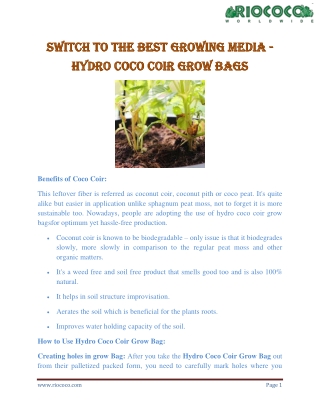 Switch to the Best Growing Media - Hydro Coco Coir Grow Bags