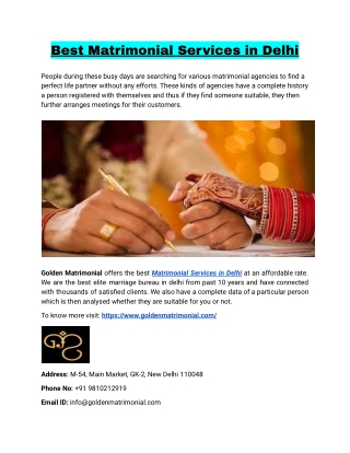 Best Matrimonial Services in Delhi