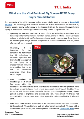 What are the Vital Points of Big Screen 4K TV Every Buyer Should Know?
