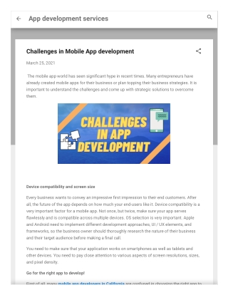 Challenges in Mobile App development