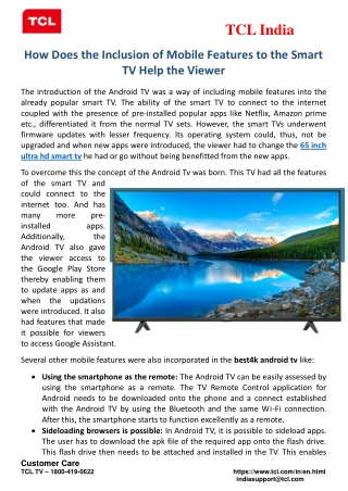 How Does the Inclusion of Mobile Features to the Smart TV Help the Viewer?