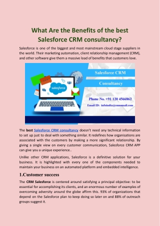 What Are the Benefits of the Best Salesforce CRM Consultancy?