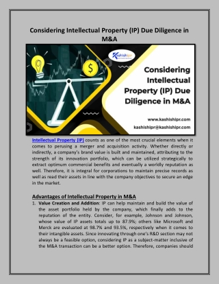 Considering Intellectual Property (IP) Due Diligence in M&A