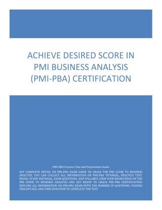 Achieve Desired Score in PMI Business Analysis (PMI-PBA) Certification