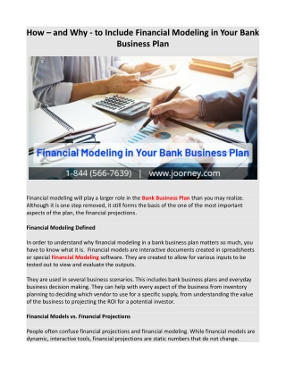 How – and Why - to Include Financial Modeling in Your Bank Business Plan