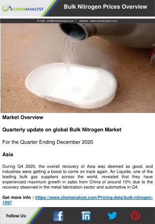 Bulk Nitrogen Pricing, Prices, Price | ChemAnalyst