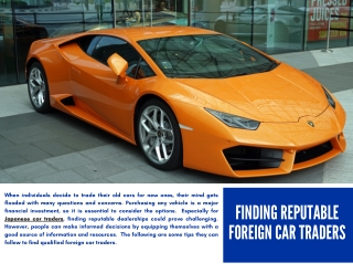 Finding Reputable Foreign Car Traders