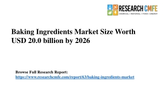 Baking Ingredients Market Size Worth USD 20.0 billion by 2026