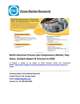 North American Process Gas Compressors Market Size, Industry Trends, Share and Forecast 2019-2026