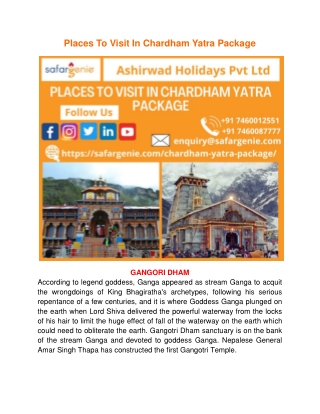 Places To Visit In Chardham Yatra Package