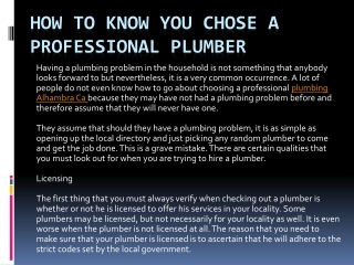 How to Know You Chose a Professional Plumber