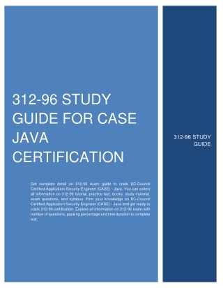 Latest 312-96 Study Guide for CASE Java Certification