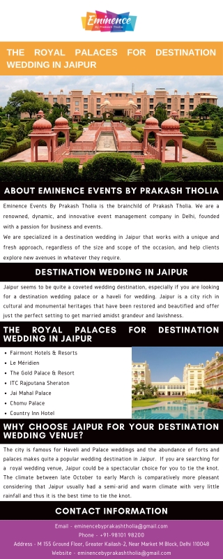 The Royal Palaces for Destination Wedding in Jaipur