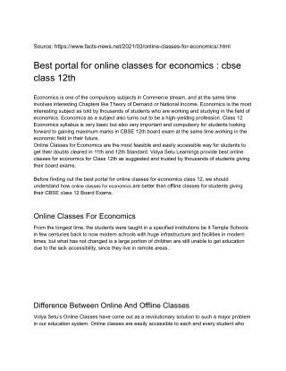 Best portal for online classes for economics : cbse class 12th
