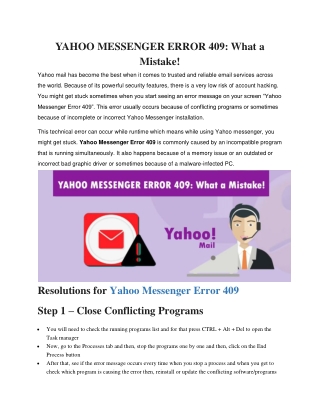 YAHOO MESSENGER ERROR 409: What a Mistake!