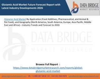 Glutamic Acid Market Future Forecast Report with Latest Industry Developments 2026