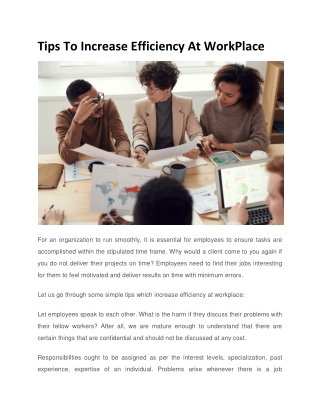 Tips To Increase Efficiency At WorkPlace