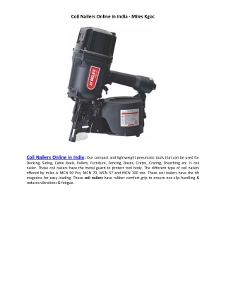 Coil Nailers Online in India - Miles Kgoc
