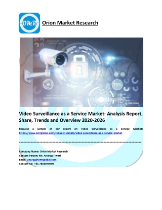 Video Surveillance as a Service Market Size, Share, Impressive Industry Growth, Report 2026