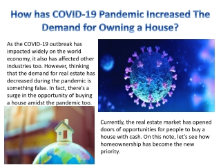 How Has the COVID-19 Pandemic Increased The Demand for Owning a House?