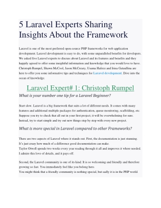 5 Laravel Experts Sharing Insights About the Framework