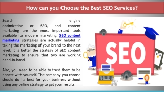 How can you Choose the Best SEO Services?