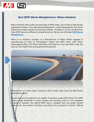 Top and Finest HDPE Sheets Manufacturers: Mono Industries