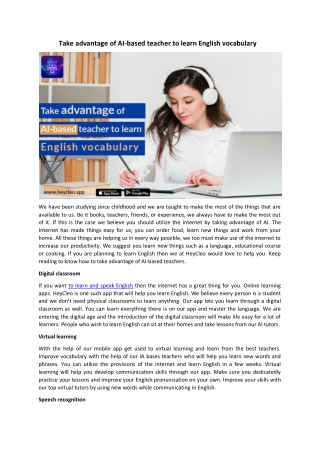 Take advantage of AI-based teacher to learn English vocabulary