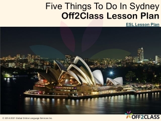 Reading - Five Things To Do in Sydney - Free Off2Class ESL Lesson Download