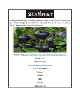 Buy Vegetable Seeds Online in Australia | Seeds of Plenty