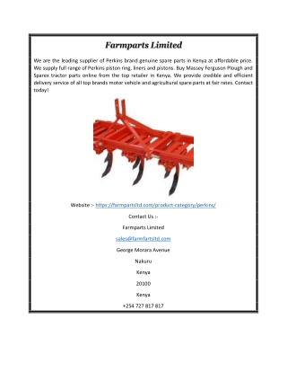 Perkins Brand Genuine Spare Parts Suppliers in Kenya