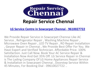 LG Service Centre in Sowcarpet Chennai