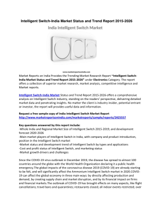 India Intelligent Switch Market