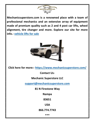 Vehicle Lifts for Sale | Mechanicsuperstore.com